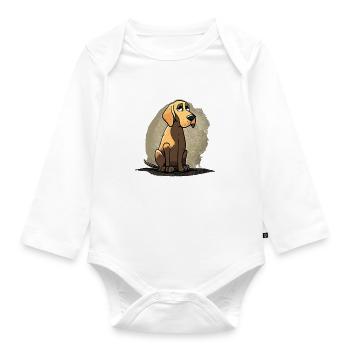 Dog in comic style - Organic Longsleeve Baby Bodysuit - white - Front