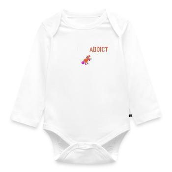 Unicorn addict - Organic Longsleeve Baby Bodysuit - white - Front