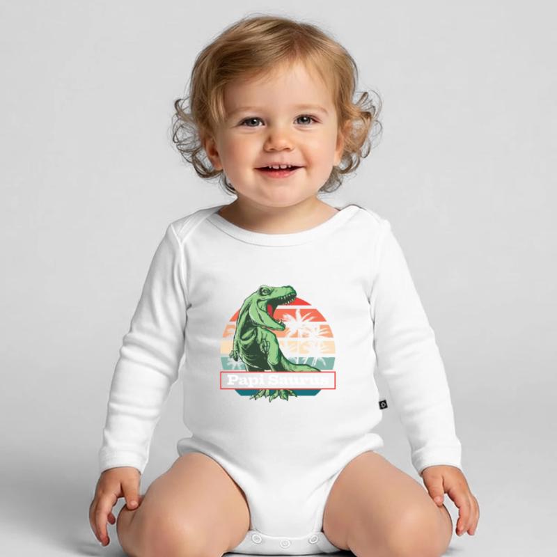 Papi Saurus Papa Saurus Papi Schweiz Baby Bio-Langarm-Body
