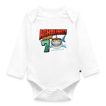 Achtung ich bin 7 - 7 Geburtstag 7 Jahre Geschenk - Baby Bio-Langarm-Body - Weiß - Vorne