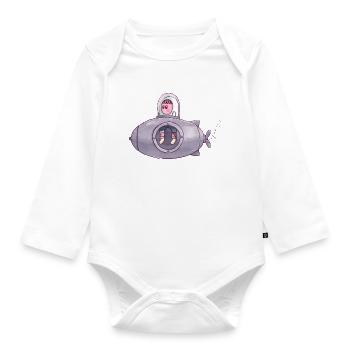 The Tiny Adventures - fun submarine - Organic Longsleeve Baby Bodysuit - white - Front