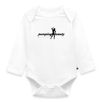 Pumping Beauty Lettering - Organic Longsleeve Baby Bodysuit - white - Front