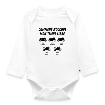 comment j'occupe mon temps libre - Body Bébé bio manches longues - blanc - Devant