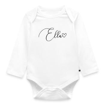 Ella Name Vorname Mädchen - Baby Bio-Langarm-Body - Weiß - Vorne