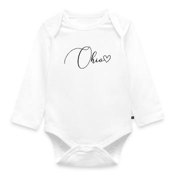 Ohio Schrift - Baby Bio-Langarm-Body - Weiß - Vorne