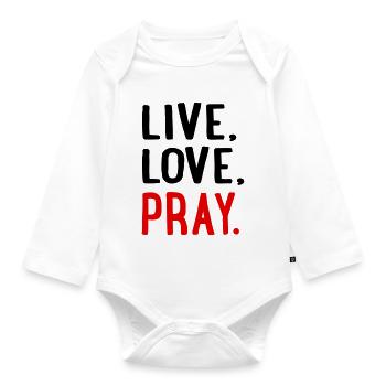 pray - Organic Longsleeve Baby Bodysuit - white - Front