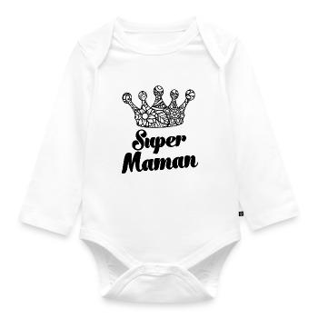 Super Mama Frankreich Mama Schweiz - Baby Bio-Langarm-Body - Weiß - Vorne