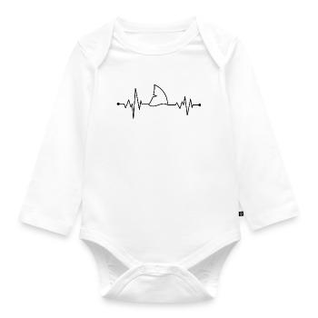 Heartbeat shark fin - Organic Longsleeve Baby Bodysuit - white - Front