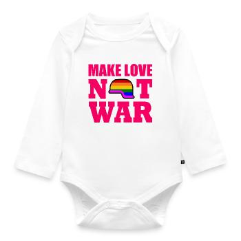 Make love not war - Organic Longsleeve Baby Bodysuit - white - Front