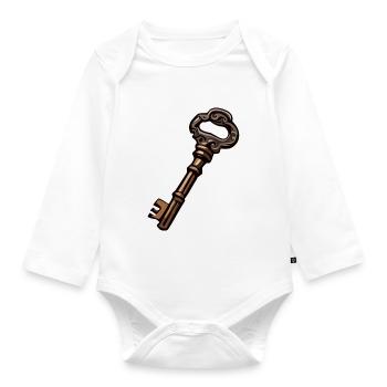 Schlüssel / Schloss / verschlossen / Sicherheit - Baby Bio-Langarm-Body - Weiß - Vorne
