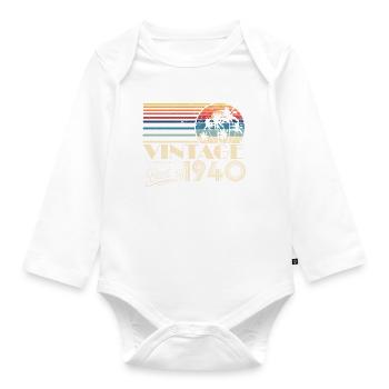 Anniversaire des années 1940 né dans les années 1940 rétro Vintage - Body Bébé bio manches longues - blanc - Devant