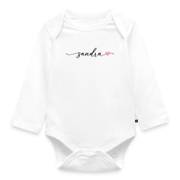 Police de calligraphie Sandra Name - Body Bébé bio manches longues - blanc - Devant