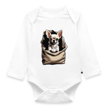 Chihuahua / small dog / animal / tiny / breed - Organic Longsleeve Baby Bodysuit - white - Front