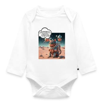 Curiosity kill cat - Baby Bio-Langarm-Body - Weiß - Vorne