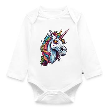 Unicorn / mythical creatures / fairy tales / magic / glitter - Organic Longsleeve Baby Bodysuit - white - Front