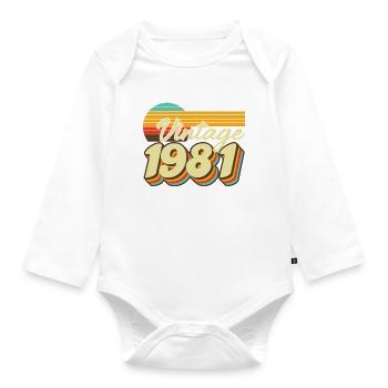 1981 Birthday Born In 1981 Retro Vintage - Organic Longsleeve Baby Bodysuit - white - Front