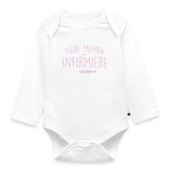 Fière Maman D’une Infirmière - Cadeau Infirmière - Body Bébé bio manches longues - blanc - Devant