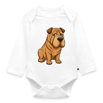 Worried Shar Pei Wrinkle Brow Artwork - Organic Longsleeve Baby Bodysuit - white - Front