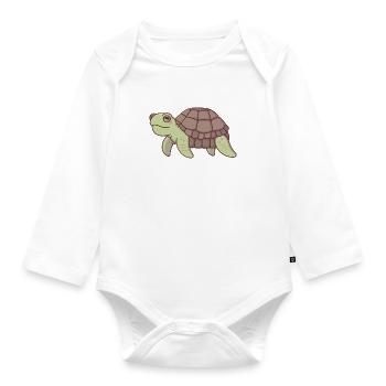 Cute Old Sea Turtle - Organic Longsleeve Baby Bodysuit - white - Front