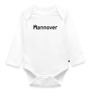 Hanover Town Sign Skyline with New Town Hall - Organic Longsleeve Baby Bodysuit - white - Front