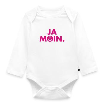Ja Moin. - Guten Morgen - Nordsee - Ostsee - Anker - Baby Bio-Langarm-Body - Weiß - Vorne