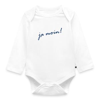 Ja Moin! - Guten Morgen - Nordsee - Ostsee - Anker - Baby Bio-Langarm-Body - Weiß - Vorne