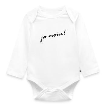 Ja Moin! - Guten Morgen - Nordsee - Ostsee - Anker - Baby Bio-Langarm-Body - Weiß - Vorne