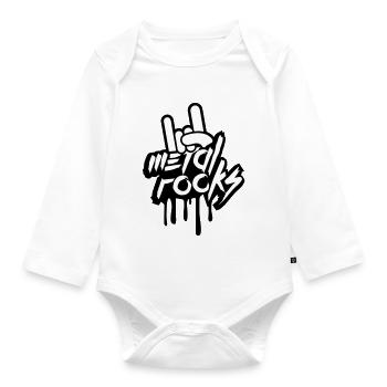 Heavy Metal Rocks Hard Rock Musik Graffiti Spray - Baby Bio-Langarm-Body - Weiß - Vorne
