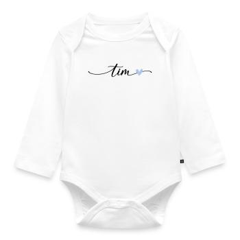 Tim Name Calligraphy Font - Organic Longsleeve Baby Bodysuit - white - Front