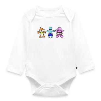 Trio géométrique Figures ludiques, un point - Body Bébé bio manches longues - blanc - Devant