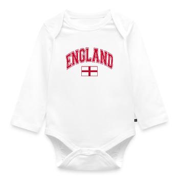 England Flag - Organic Longsleeve Baby Bodysuit - white - Front
