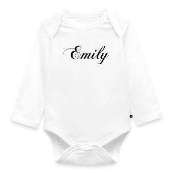Emily - T-shirts, tasses et sacs avec ton nom dessus - Body Bébé bio manches longues - blanc - Devant