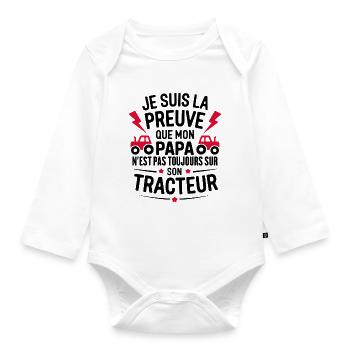 Papa tracteur, papa agriculteur - Body Bébé bio manches longues - blanc - Devant