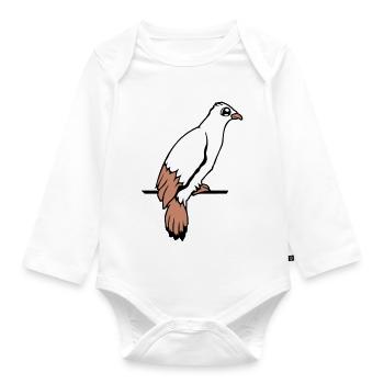 Bird Raven Dove Sitting Cable Hawk Eagle Birdie - Organic Longsleeve Baby Bodysuit - white - Front