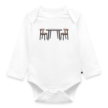 Contemporary Dining Set Illustration - Organic Longsleeve Baby Bodysuit - white - Front