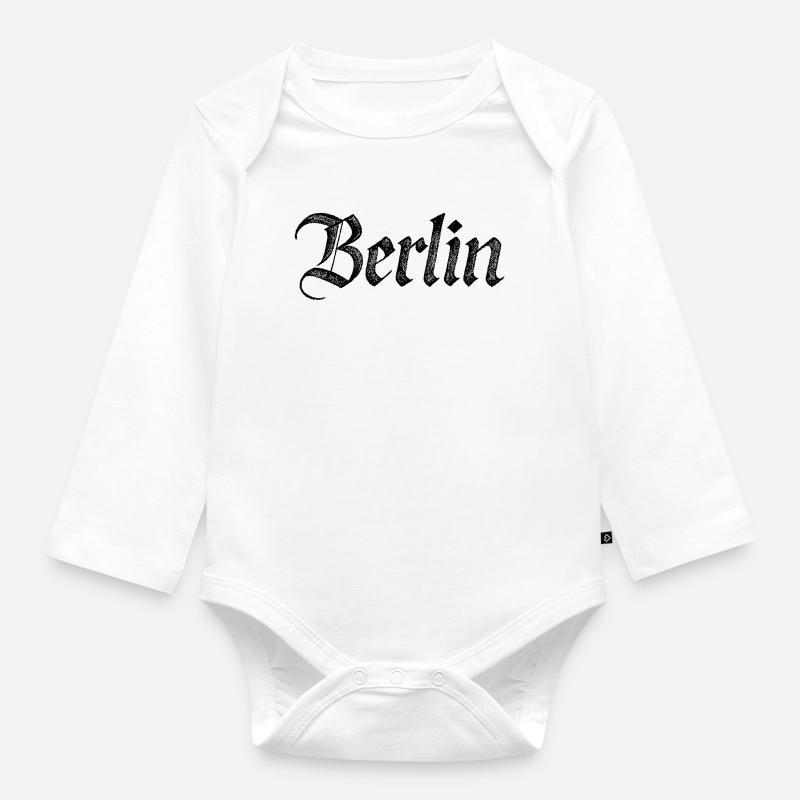 Berlin Gothic Script Vintage Schwarz - Baby Bio-Langarm-Body - Weiß
