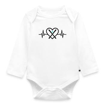 Skiing Heart Snow Mountain Sports Passion - Organic Longsleeve Baby Bodysuit - white - Front