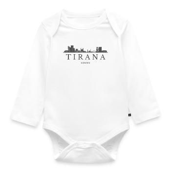 Tirana Albanien, die Skyline Tiranas - Baby Bio-Langarm-Body - Weiß - Vorne