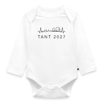 Aunt 2027 Heartbeat Pregnancy Swedish - Organic Longsleeve Baby Bodysuit - white - Front