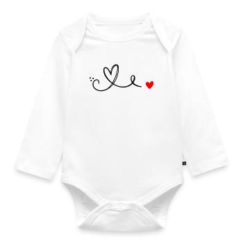 Herz Schnoerkel Line - Organic Longsleeve Baby Bodysuit - white - Front