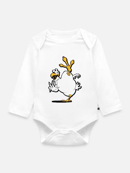 kung_fu_chicken - Baby Bio-Langarm-Body - Weiß