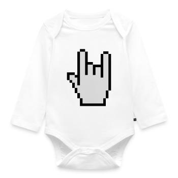 Hand sign cursor - Organic Longsleeve Baby Bodysuit - white - Front