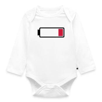 Battery low - Organic Longsleeve Baby Bodysuit - white - Front