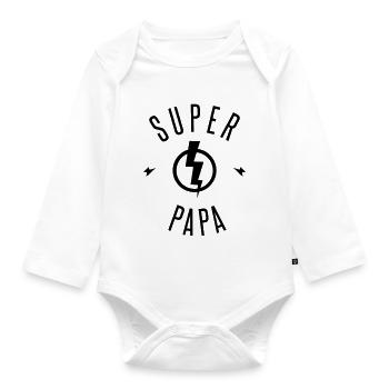 SUPER PAPA - Baby Bio-Langarm-Body - Weiß - Vorne
