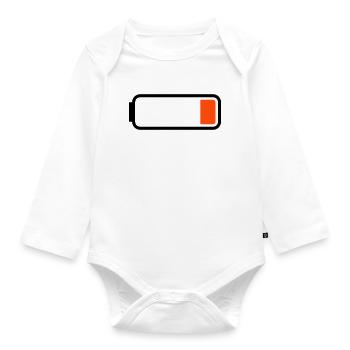 Batterie leer - Baby Bio-Langarm-Body - Weiß - Vorne