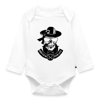 tete de mort renegade breizh pirate - Body Bébé bio manches longues - blanc - Devant
