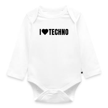i love Techno - Baby Bio-Langarm-Body - Weiß - Vorne