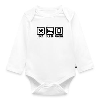 Essen Schlaftelefon - Baby Bio-Langarm-Body - Weiß - Vorne
