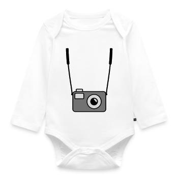 camera - Organic Longsleeve Baby Bodysuit - white - Front