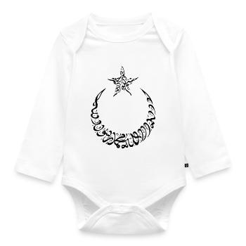 Turk Ay Yildiz in Arabic Font - Baby Bio-Langarm-Body - Weiß - Vorne